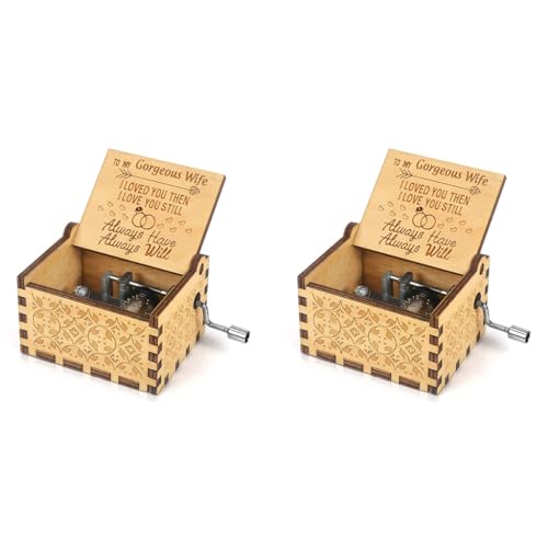 PATPAT® Music Box to My Gorgeous Wife Hand Crank Wooden Musical Boxes Antique Engraved Toys Gifts Anniversary Birthday Christmas Valentine's Day 2PCS PATPAT® Music Box to My Gorgeous Wife Hand Crank Wooden Musical Boxes Antique Engraved Toys Gifts Anniversary Birthday Christmas Valentine's Day 2PCS
